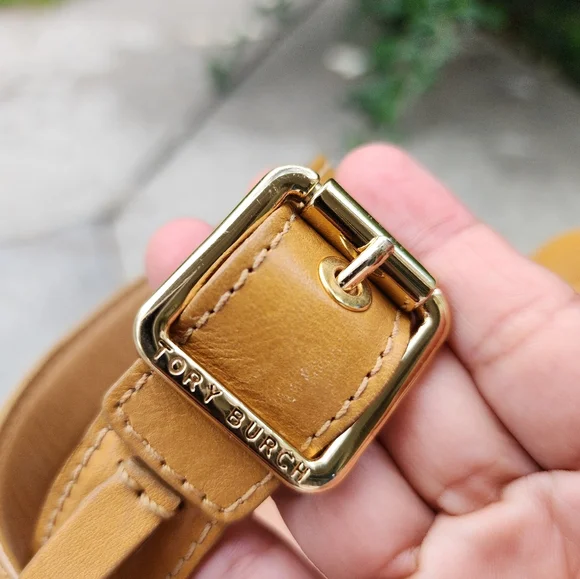 Tory BurchTory Burch Brown Leather Almita Wedge Sandals size 6 1/2 - Picture 9 of 11